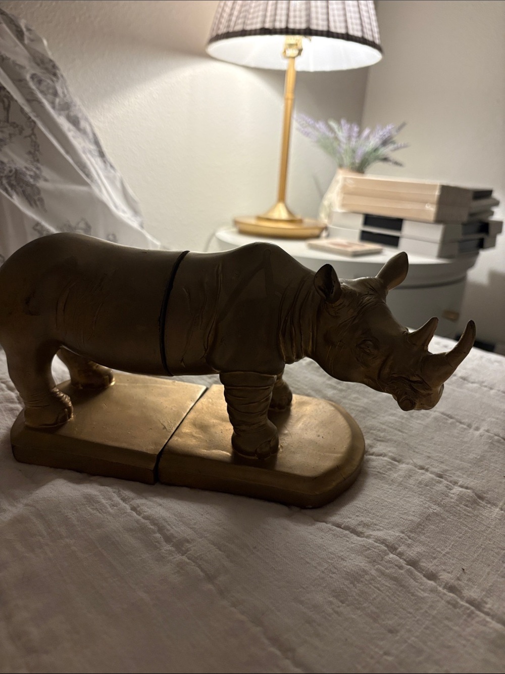 Gold Rhino Bookend Set